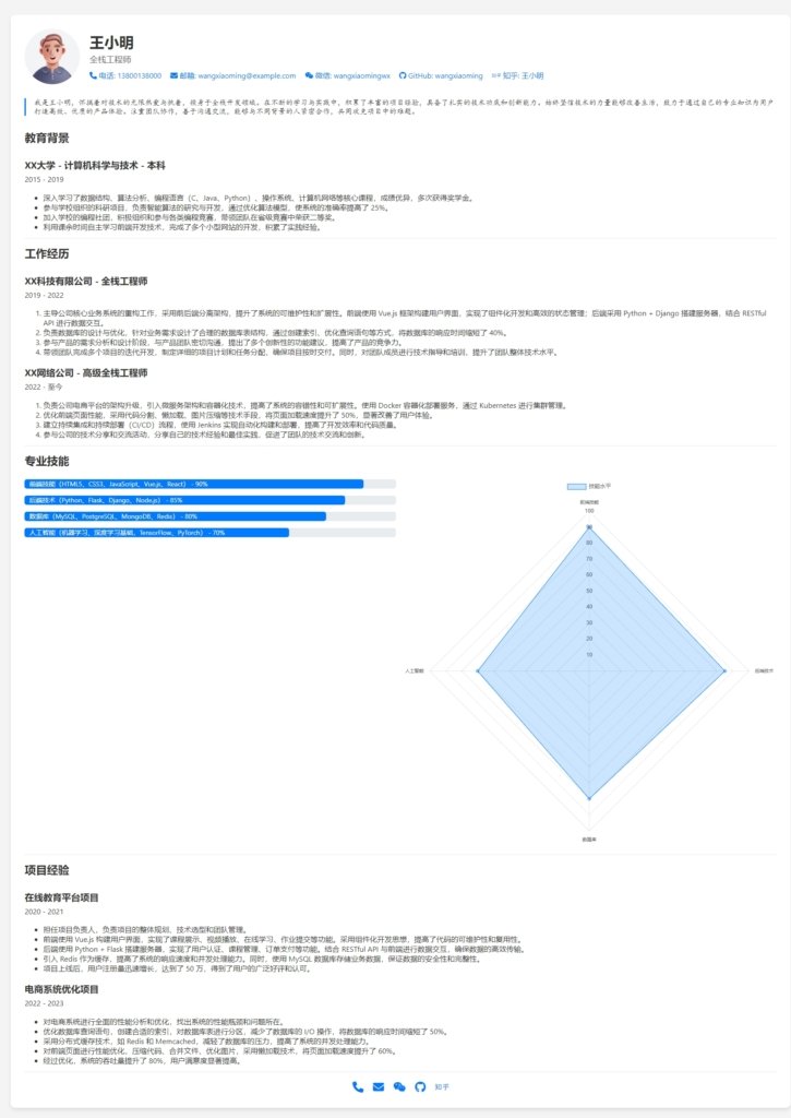 个人简介主页纯HTML代码